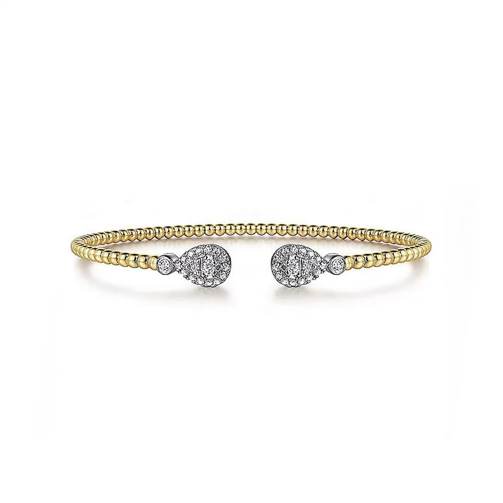 0.36ctw Split Diamond Bujukan Bangle, 6.25" - Yellow Gold