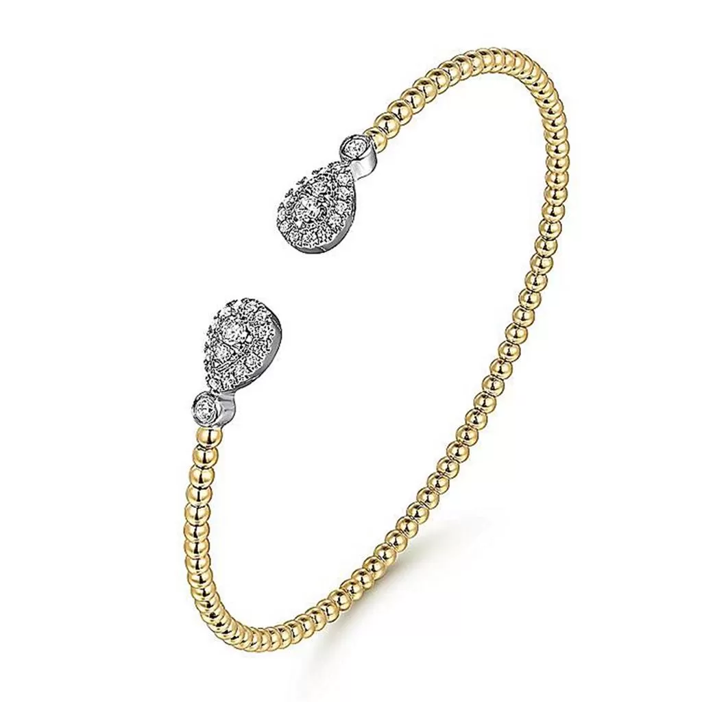 0.36ctw Split Diamond Bujukan Bangle, 6.25" - Yellow Gold