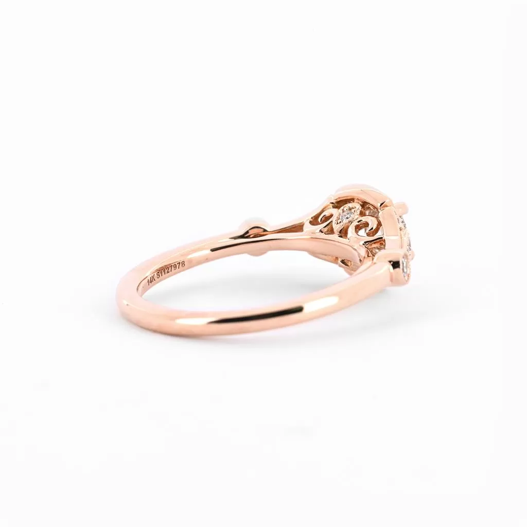 0.69ctw Round Diamond Engagement Ring, Art Deco - Rose Gold