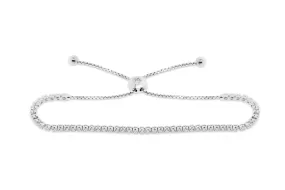 0.85 CT TW Bolo Adjustable Diamond Bracelet 14K White Gold DBR001