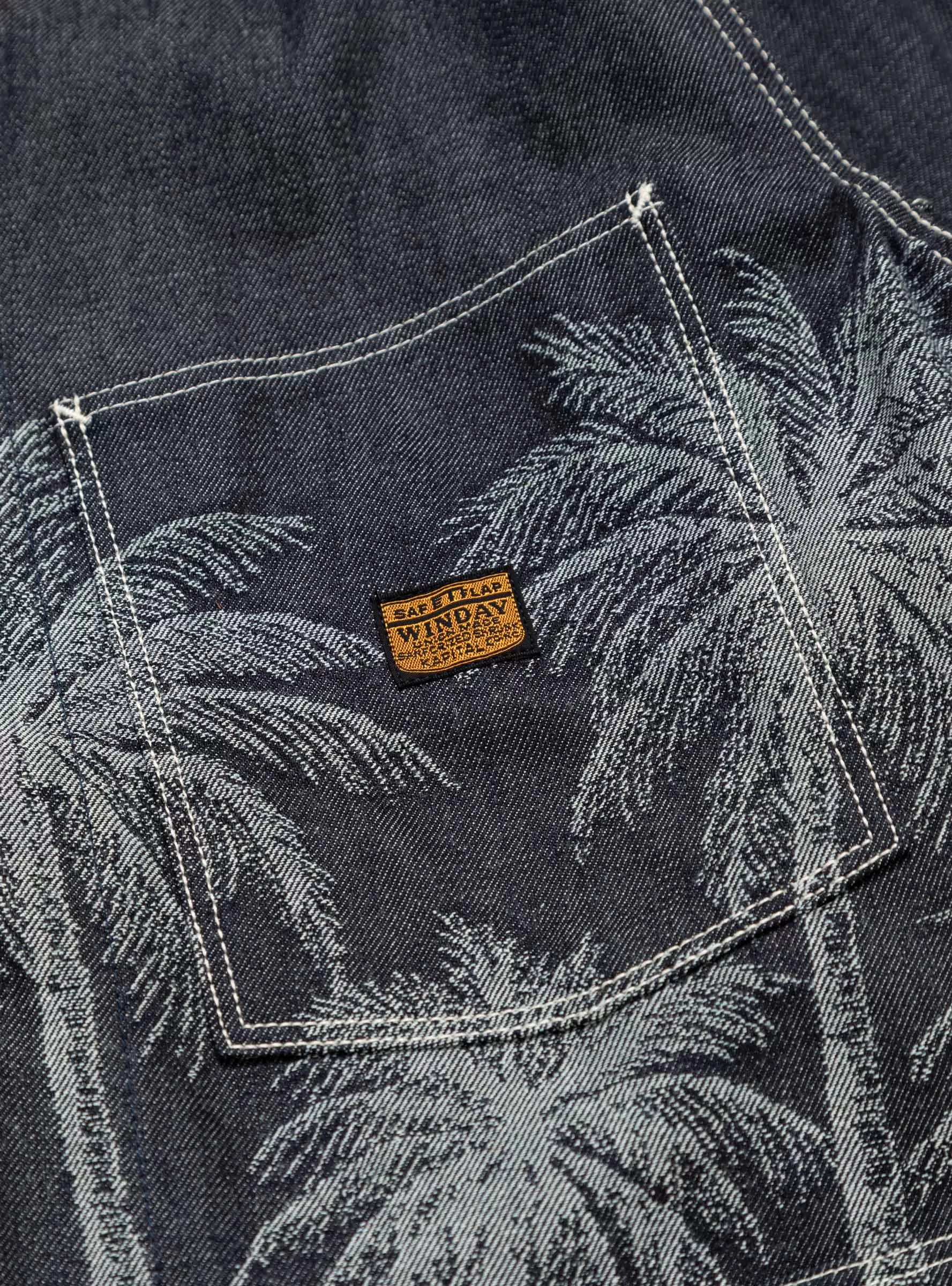 12oz Palm Tree Jacquard Coverall Indigo