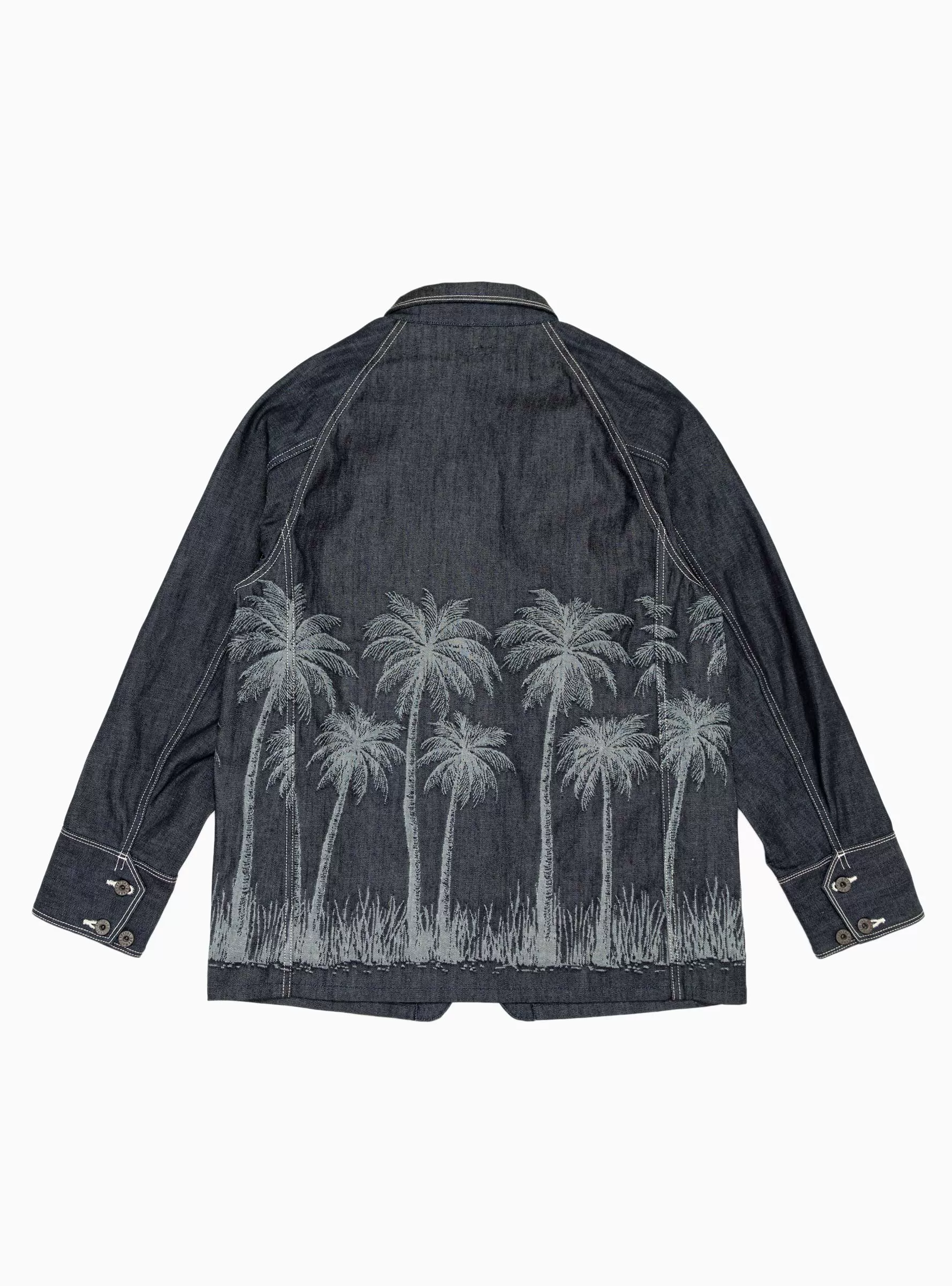 12oz Palm Tree Jacquard Coverall Indigo