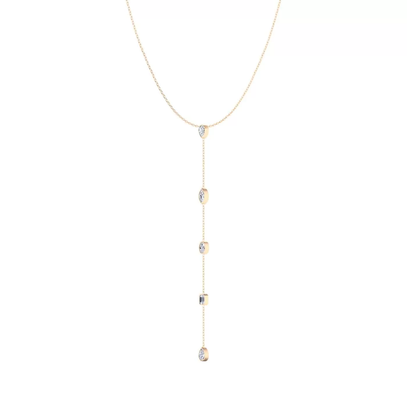 14K Gold Diamond Drop Y Necklace, Lab Grown