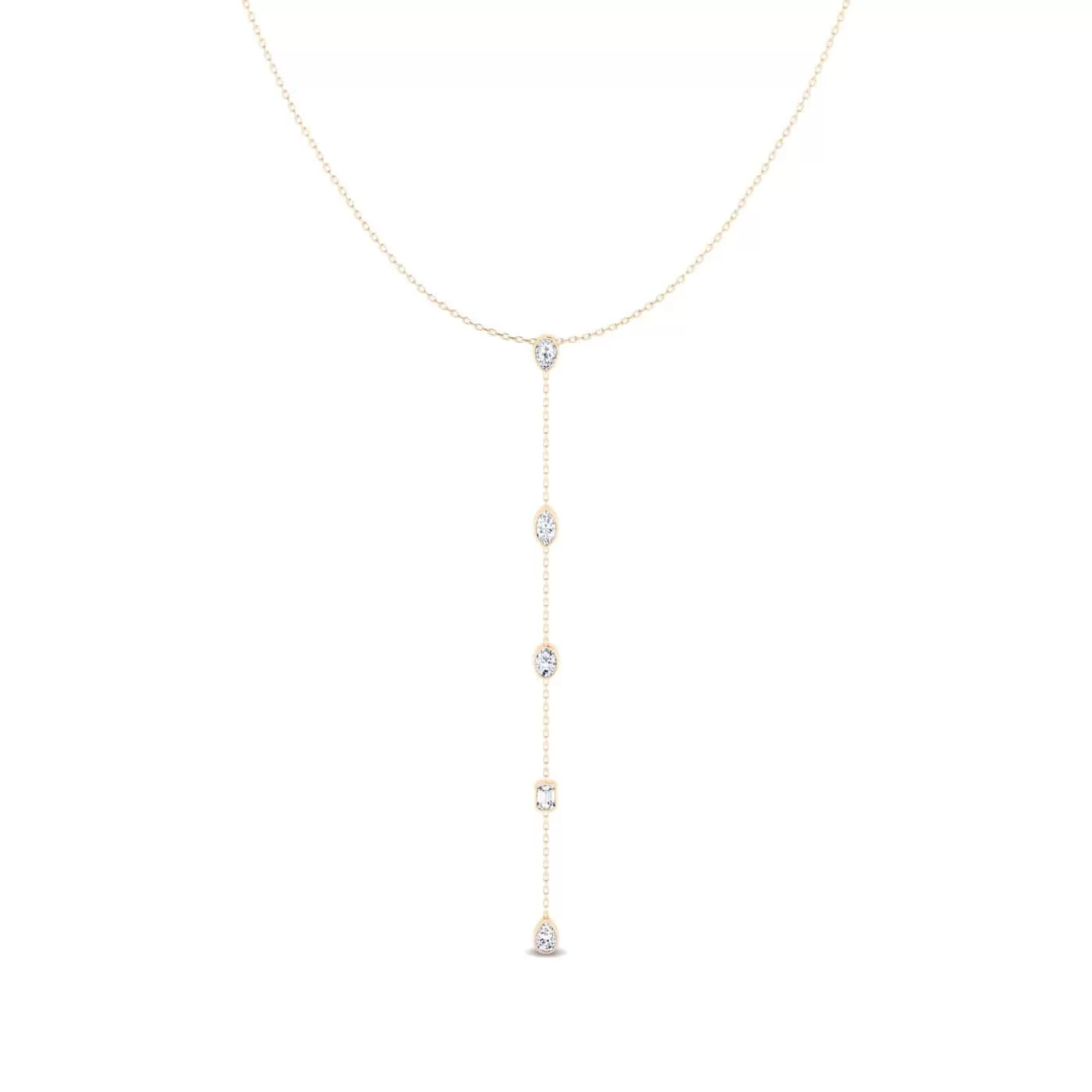 14K Gold Diamond Drop Y Necklace, Lab Grown