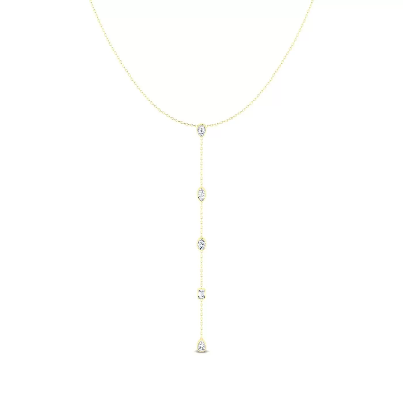 14K Gold Diamond Drop Y Necklace, Lab Grown