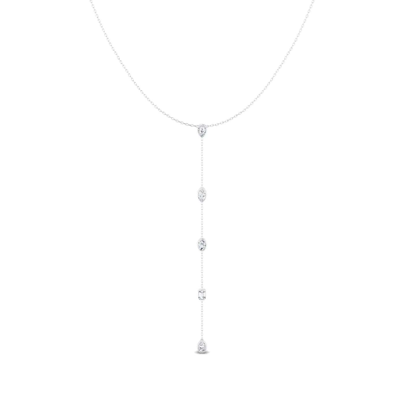 14K Gold Diamond Drop Y Necklace, Lab Grown