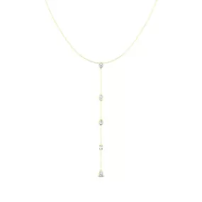 14K Gold Diamond Drop Y Necklace, Lab Grown