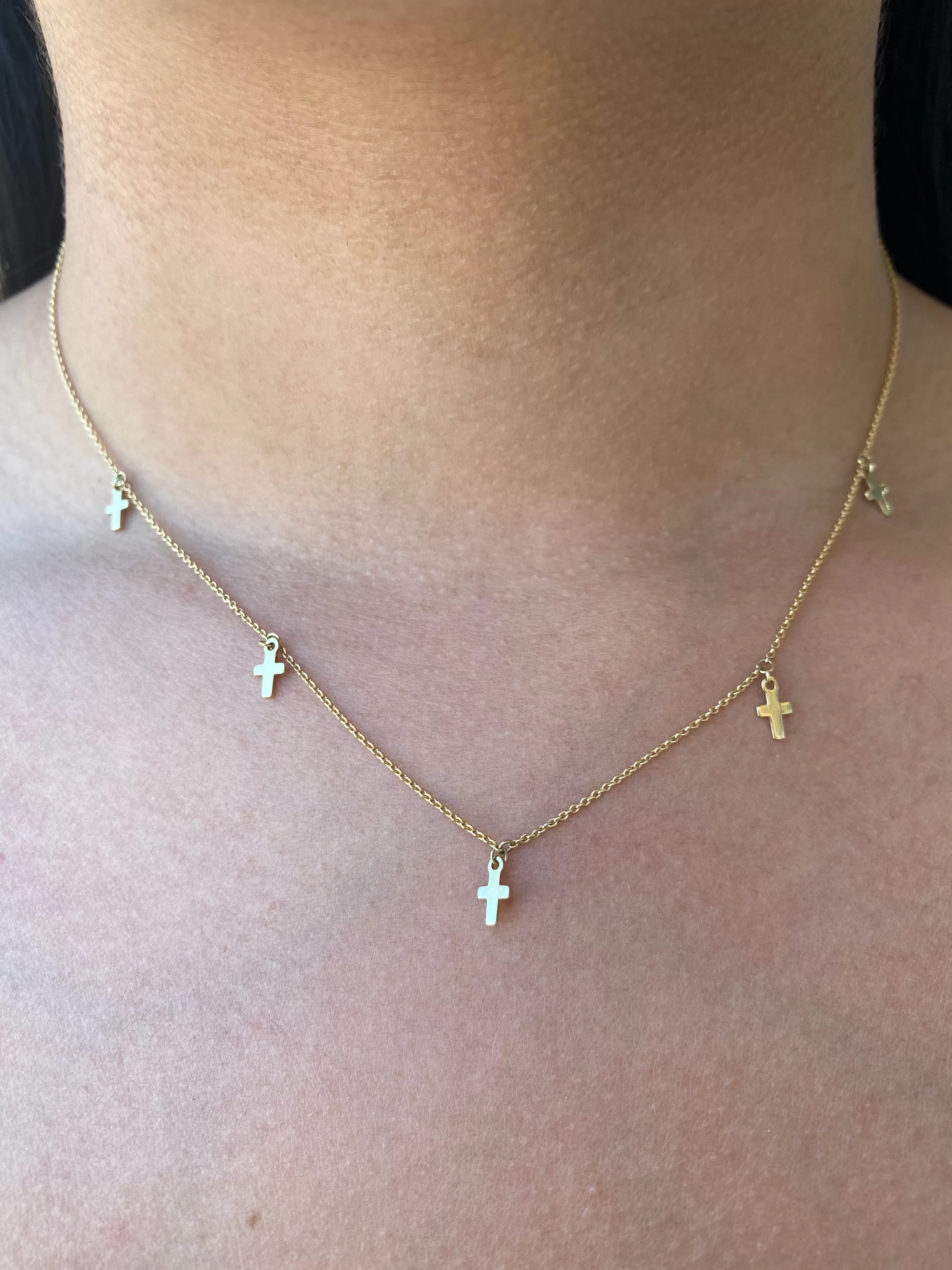 14K Gold Four Cross Necklace