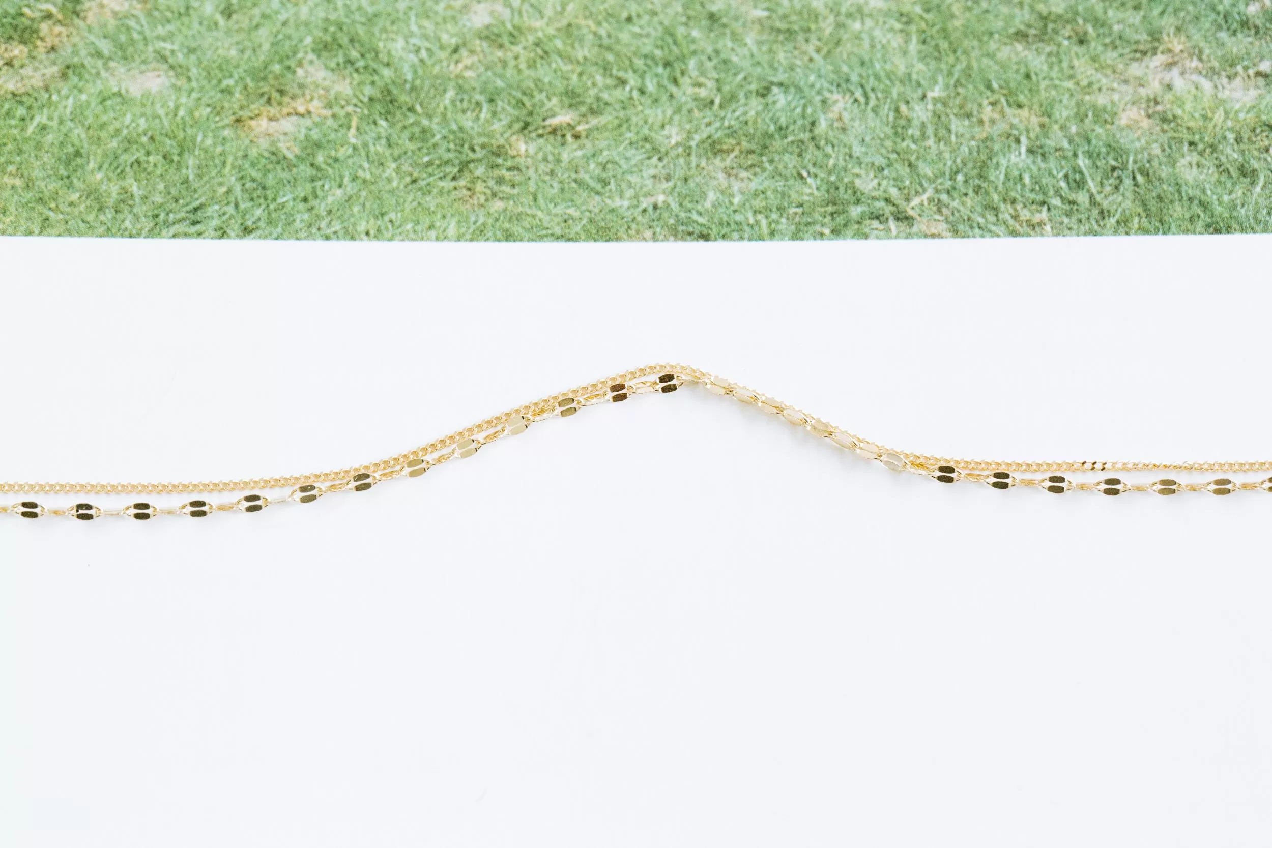 14K Gold Mother's Bridesmaid Gift Dragonfly Double Chain Anklet Bracelet