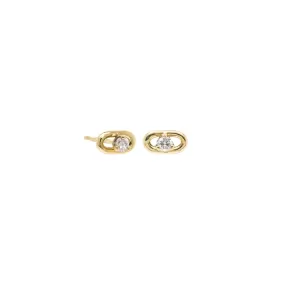 14k Single Link Prong Diamond Stud Earrings