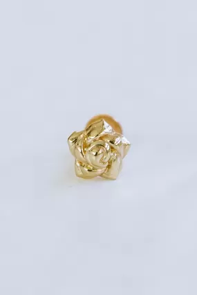 14K Solid Gold Cartilage Minimalist Flower Leaf Rose Internally Internal Threaded Earring Labret