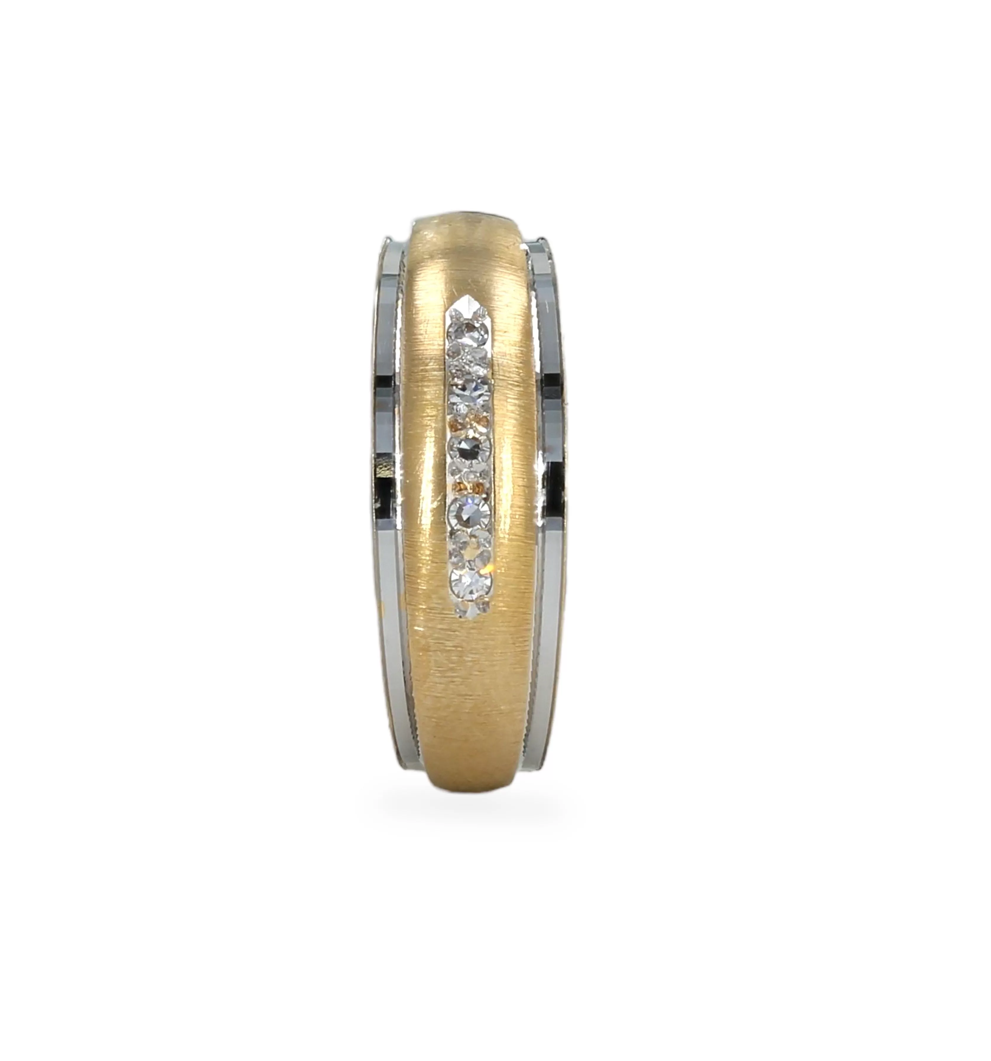 14k Two tone diamonds band weeding ring