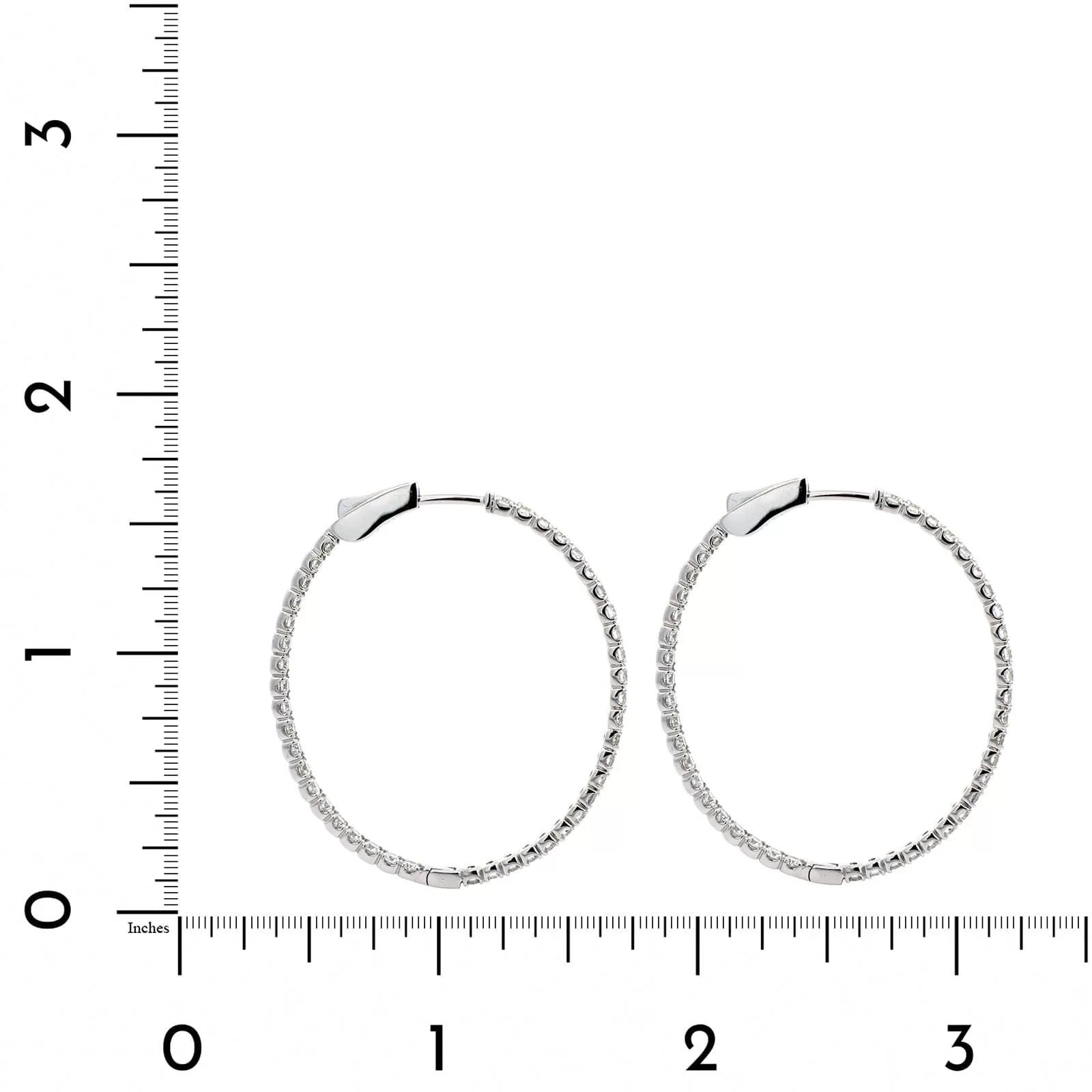 14K White Gold Diamond Hoop Earrings