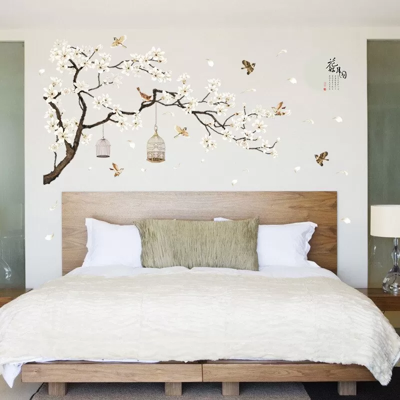 187*128Cm Big Size Tree Wall Stickers Birds Flower Home Decor Wallpapers For Living Room Bedroom Diy