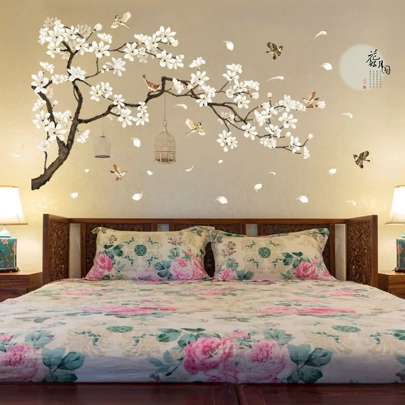 187*128Cm Big Size Tree Wall Stickers Birds Flower Home Decor Wallpapers For Living Room Bedroom Diy