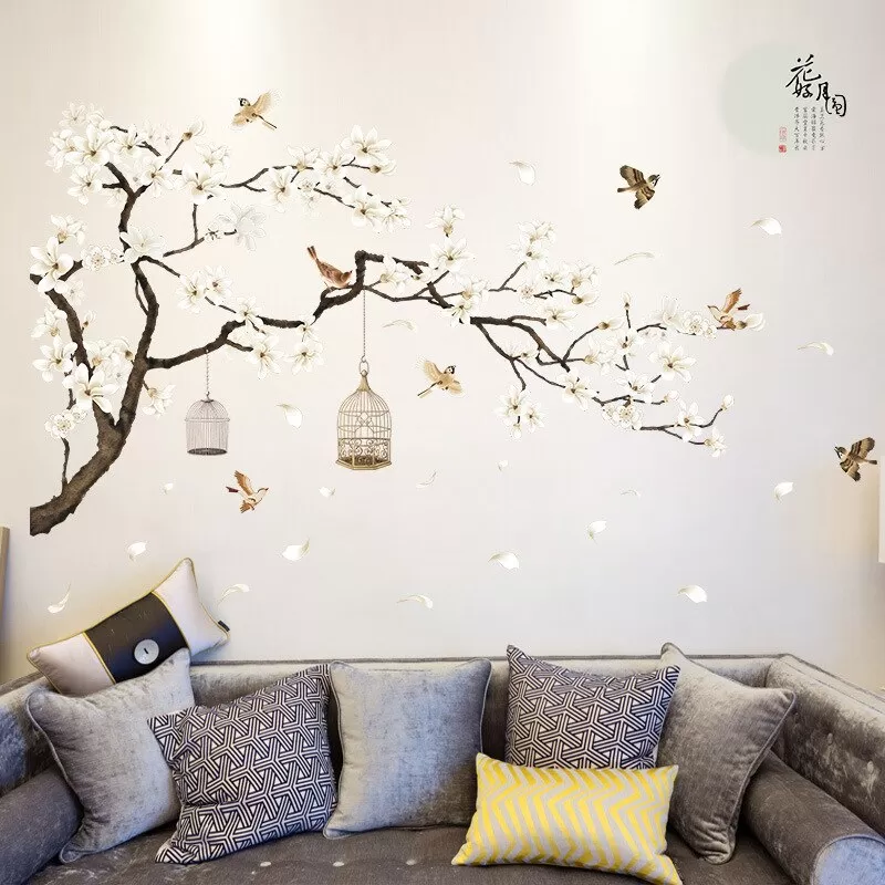 187*128Cm Big Size Tree Wall Stickers Birds Flower Home Decor Wallpapers For Living Room Bedroom Diy