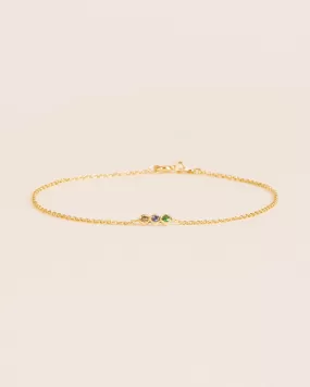 18K Gold Bracelet w. Diamond, Tsavorite & London blue topaz