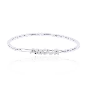 18K WHITE GOLD PAVE DIAMOND AMOUR BEADED STRETCH BRACELET