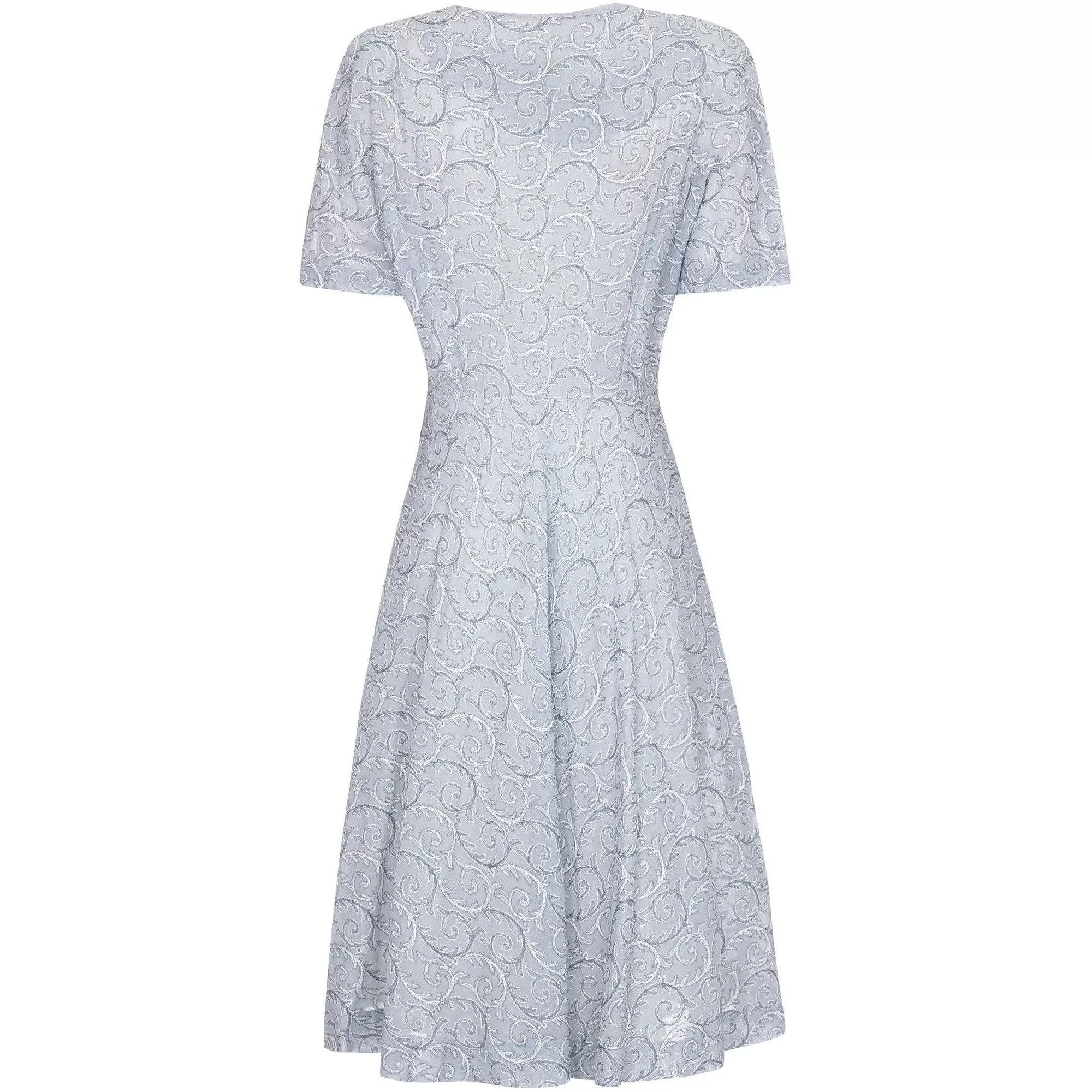 1950s Pale Blue Embroidered Cotton Dress