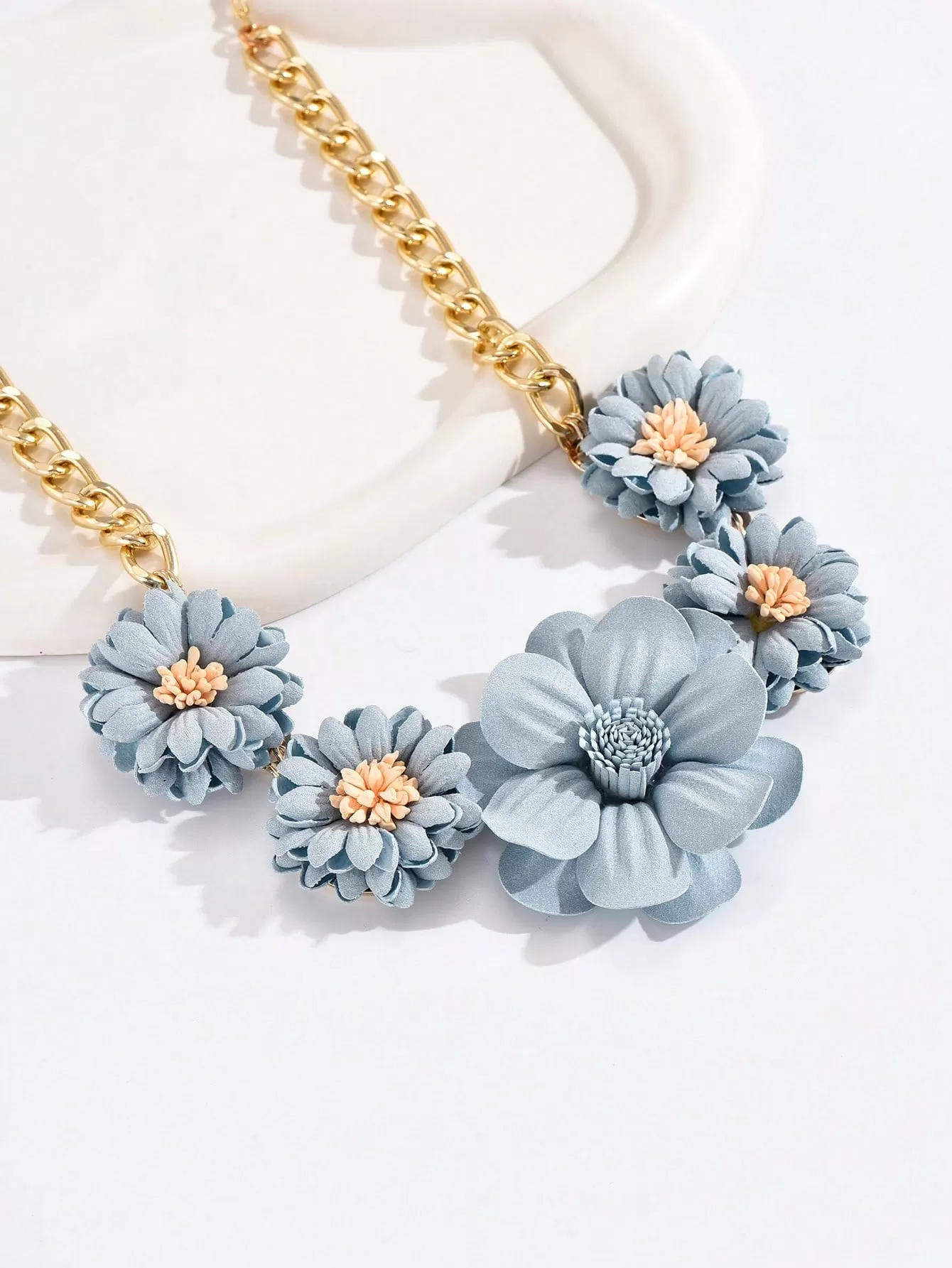 1pc Boho Flower Decor Bib Necklace For Women For Gift