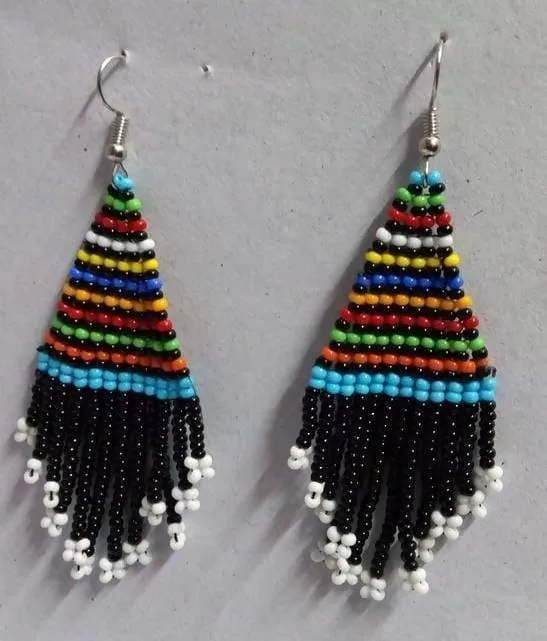 African beaded tassel earrings, Handmade jewelry, Dangling earrings, Black earrings, Christmas gift for her, Moms gift, Women jewelry