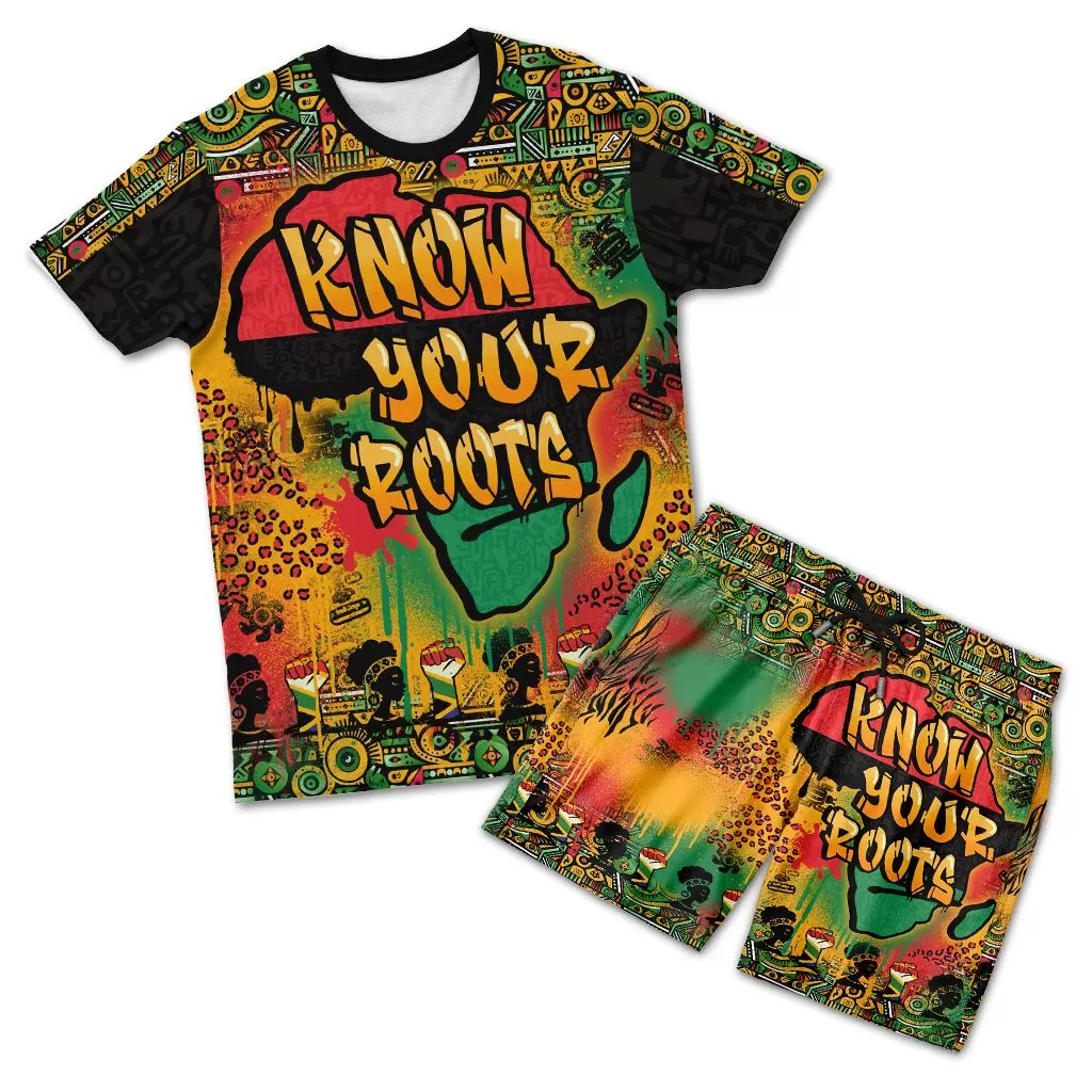 African Map Graffiti T-shirt and Shorts Set