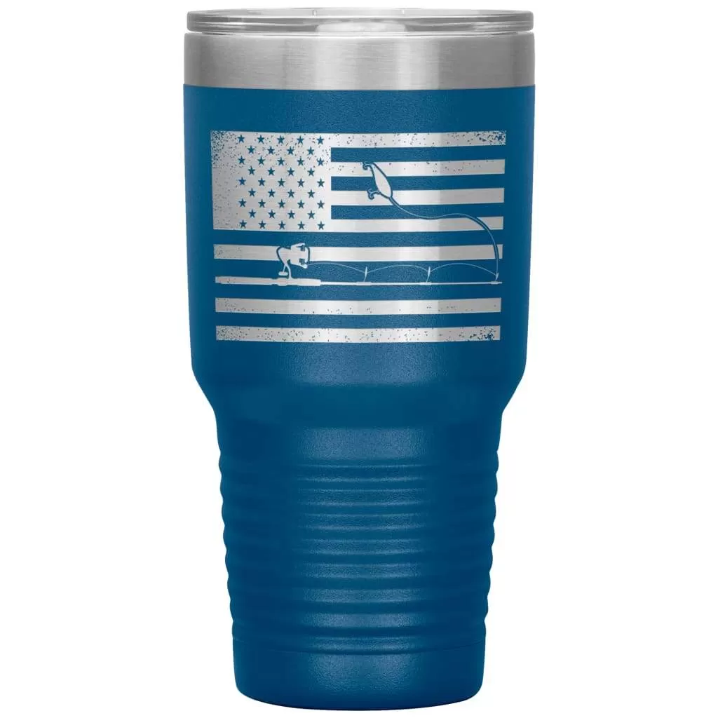 American Patriot Fishing Tumbler Laser Etched 30oz Stainless Steel Tumbler