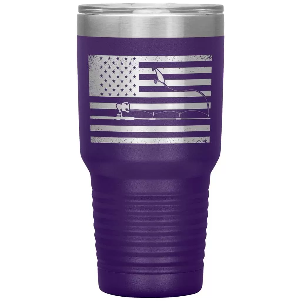 American Patriot Fishing Tumbler Laser Etched 30oz Stainless Steel Tumbler