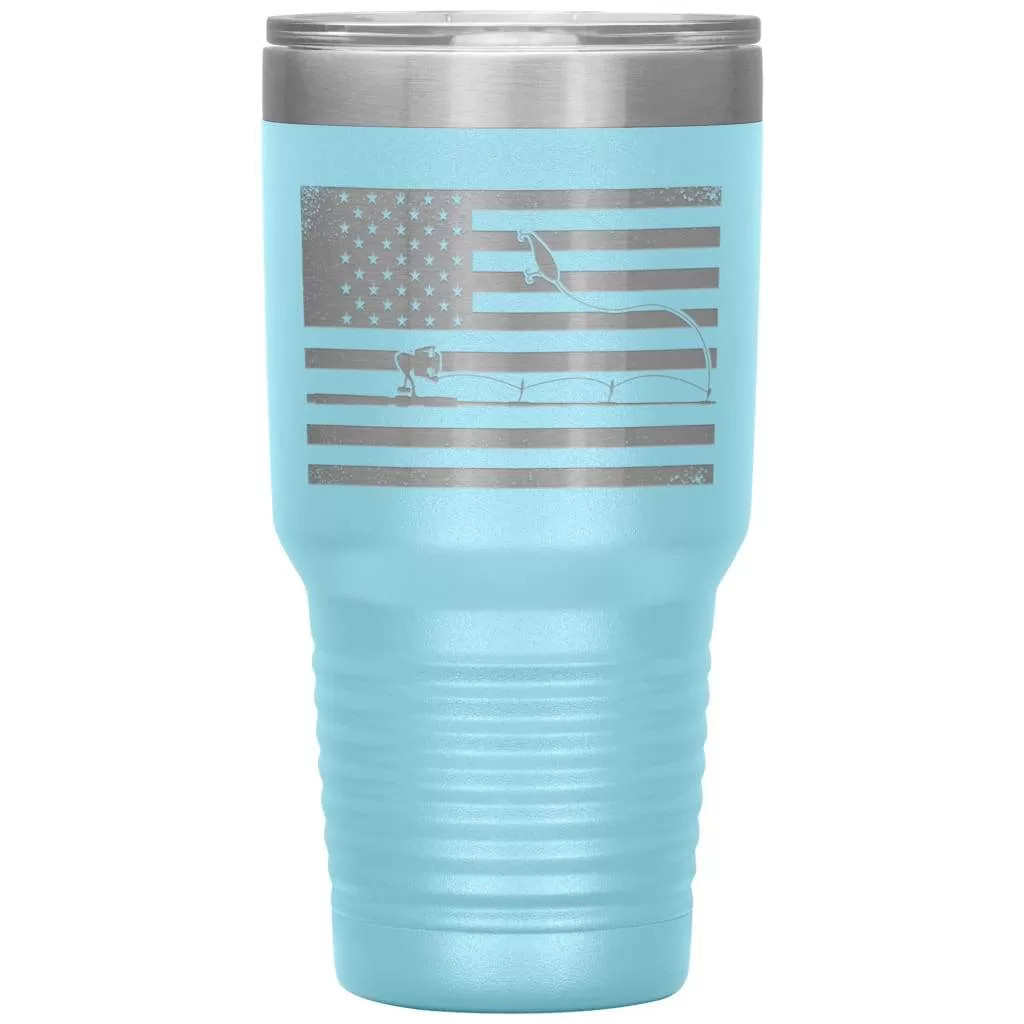 American Patriot Fishing Tumbler Laser Etched 30oz Stainless Steel Tumbler