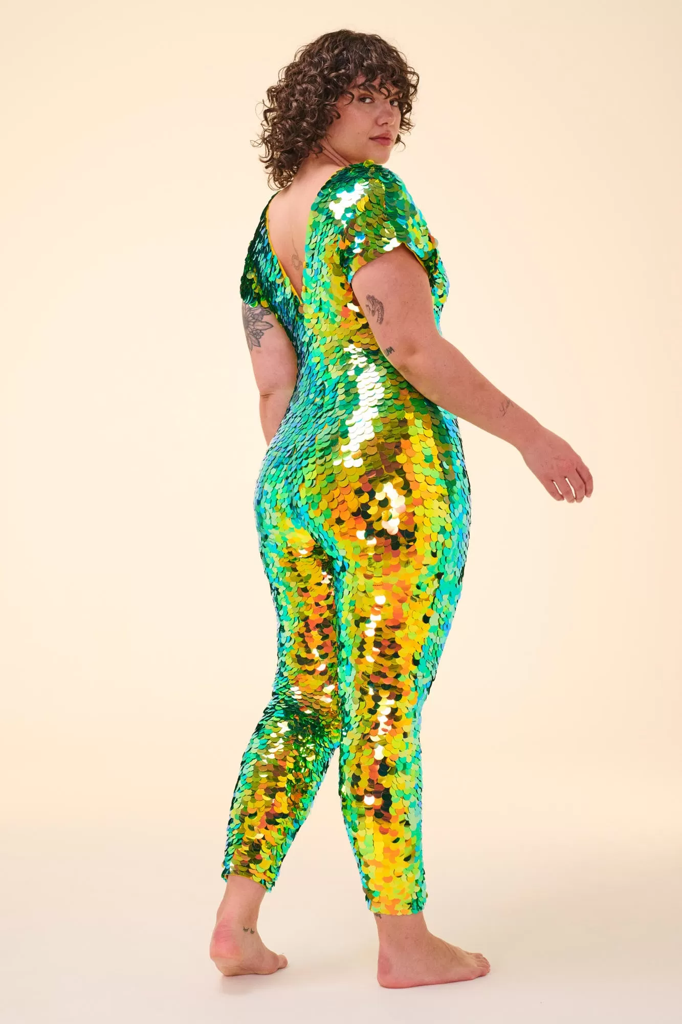 APHRODITE SEQUIN JUMPSUIT - CITRUS