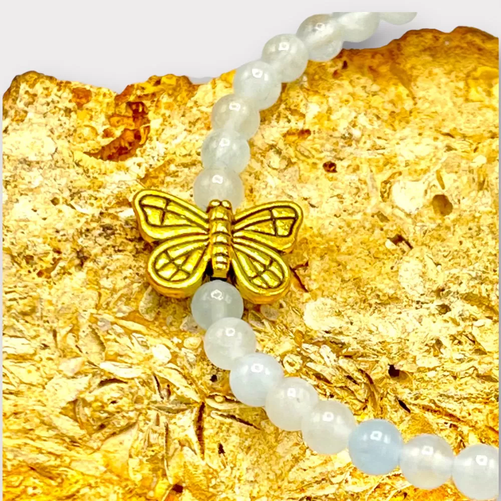 Aquamarine and Gold Butterfly Bracelet