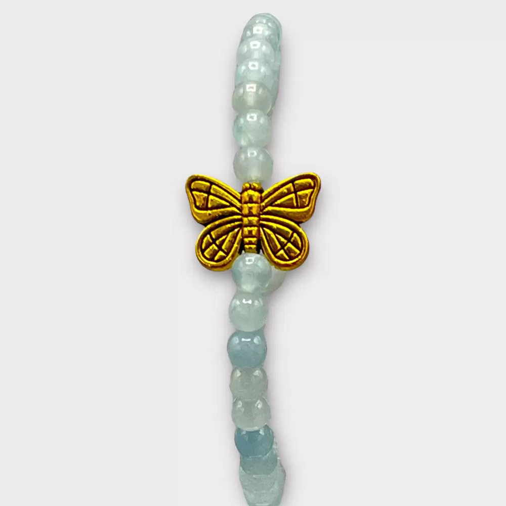 Aquamarine and Gold Butterfly Bracelet