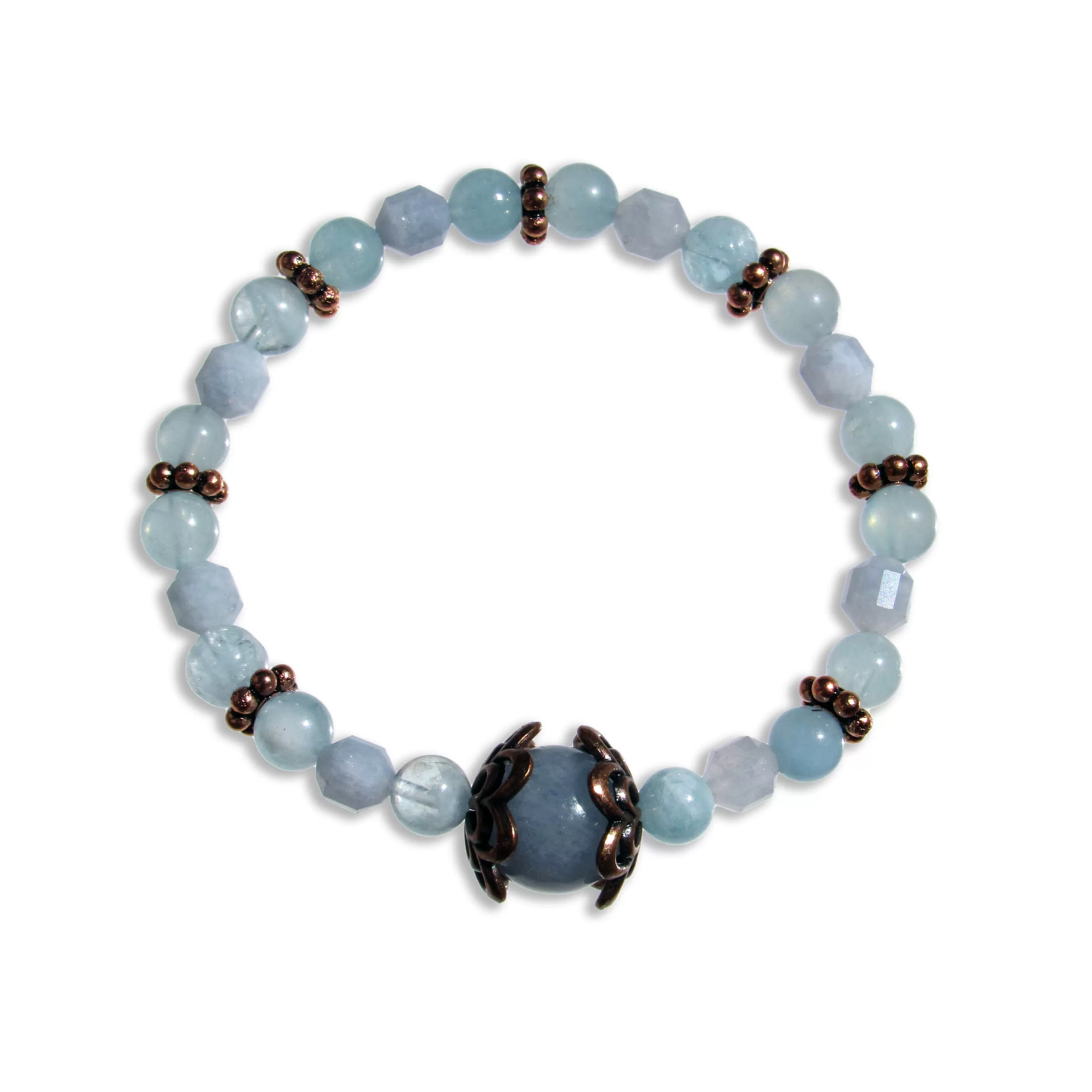 Aquamarine gemstone and Copper Stretch bracelet