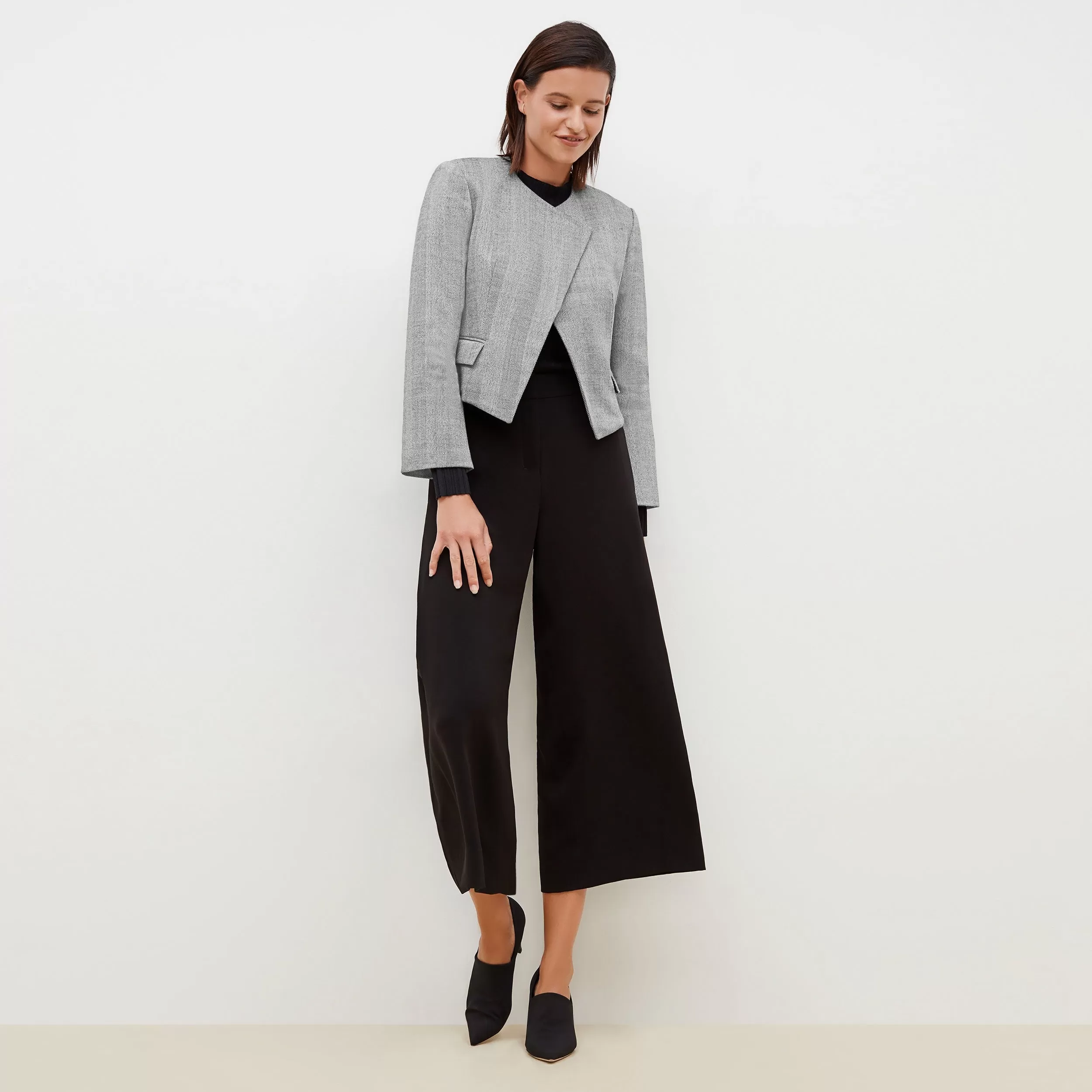 Arden Jacket - Wool Herringbone :: Ivory / Black