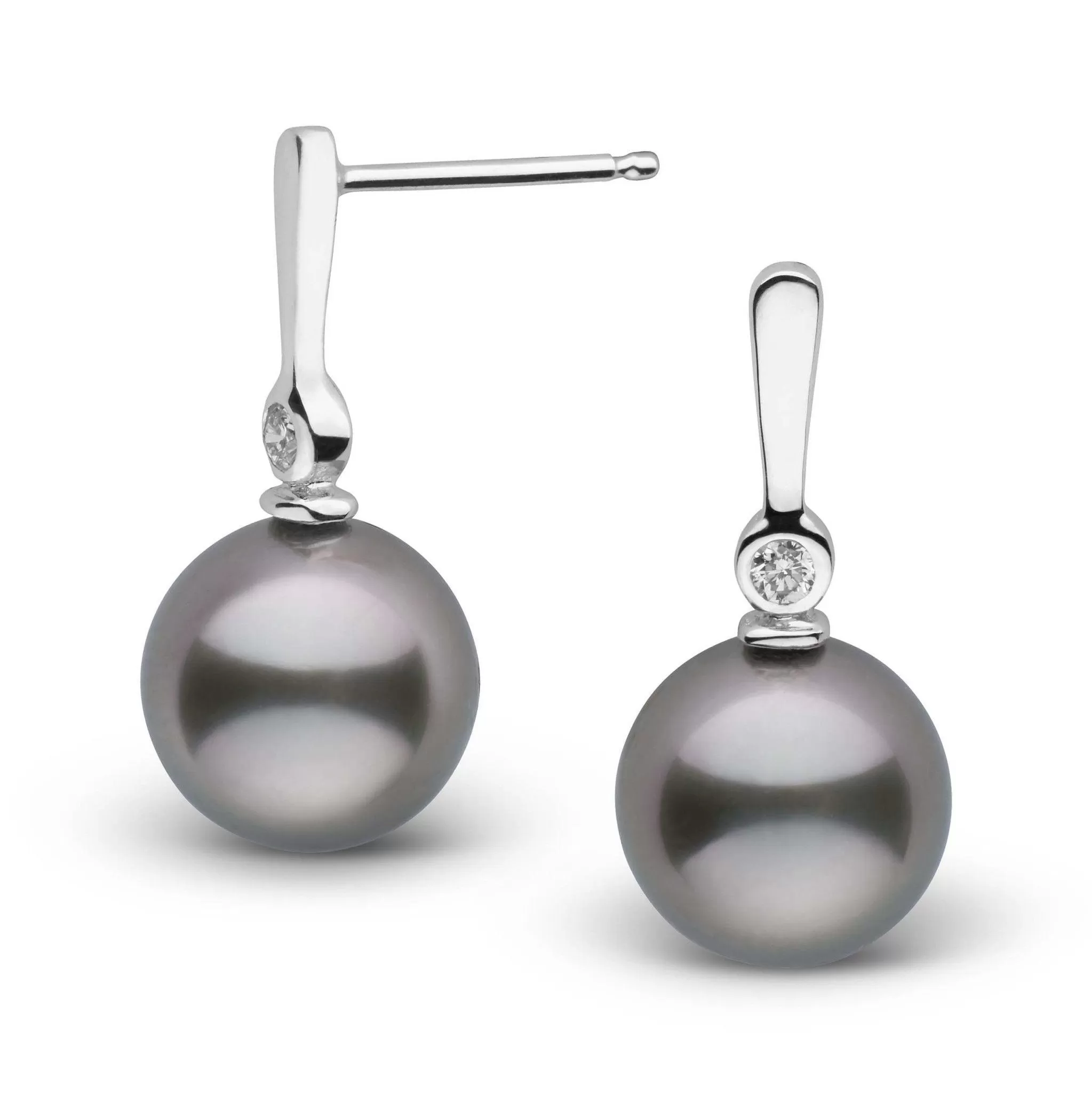 Aspire Collection 8.0-9.0 mm Tahitian Pearl and Diamond Earrings