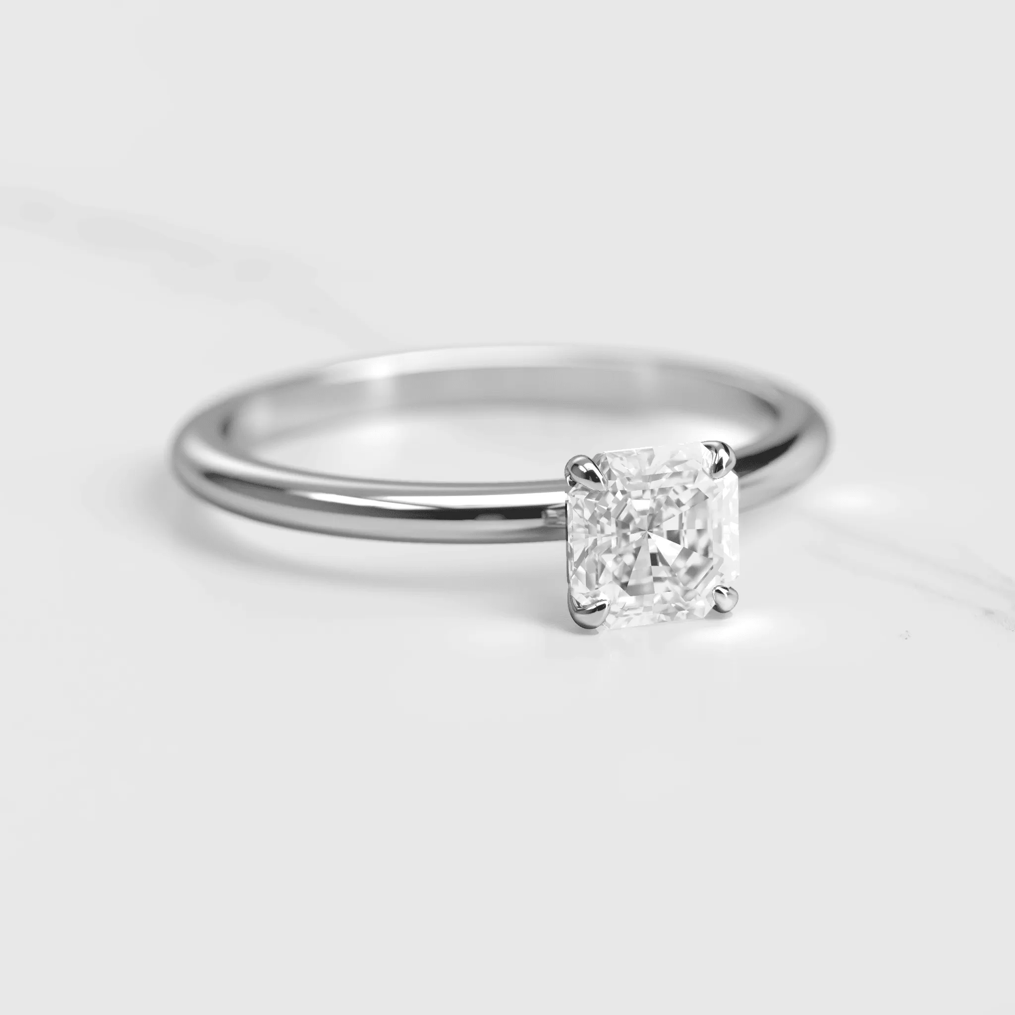 Asscher Solitaire Diamond Ring