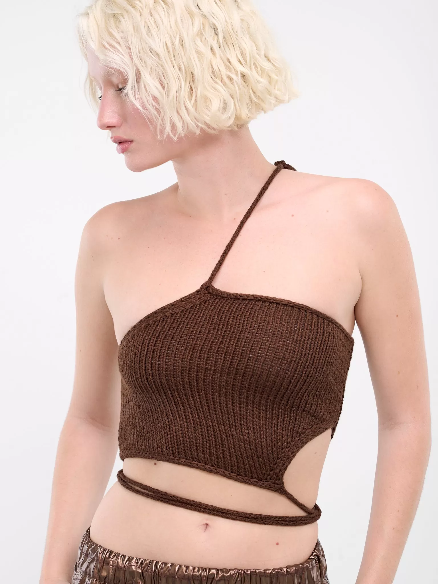 Asymmetric Knit Tank Top (UN-TOP-01-BROWN)