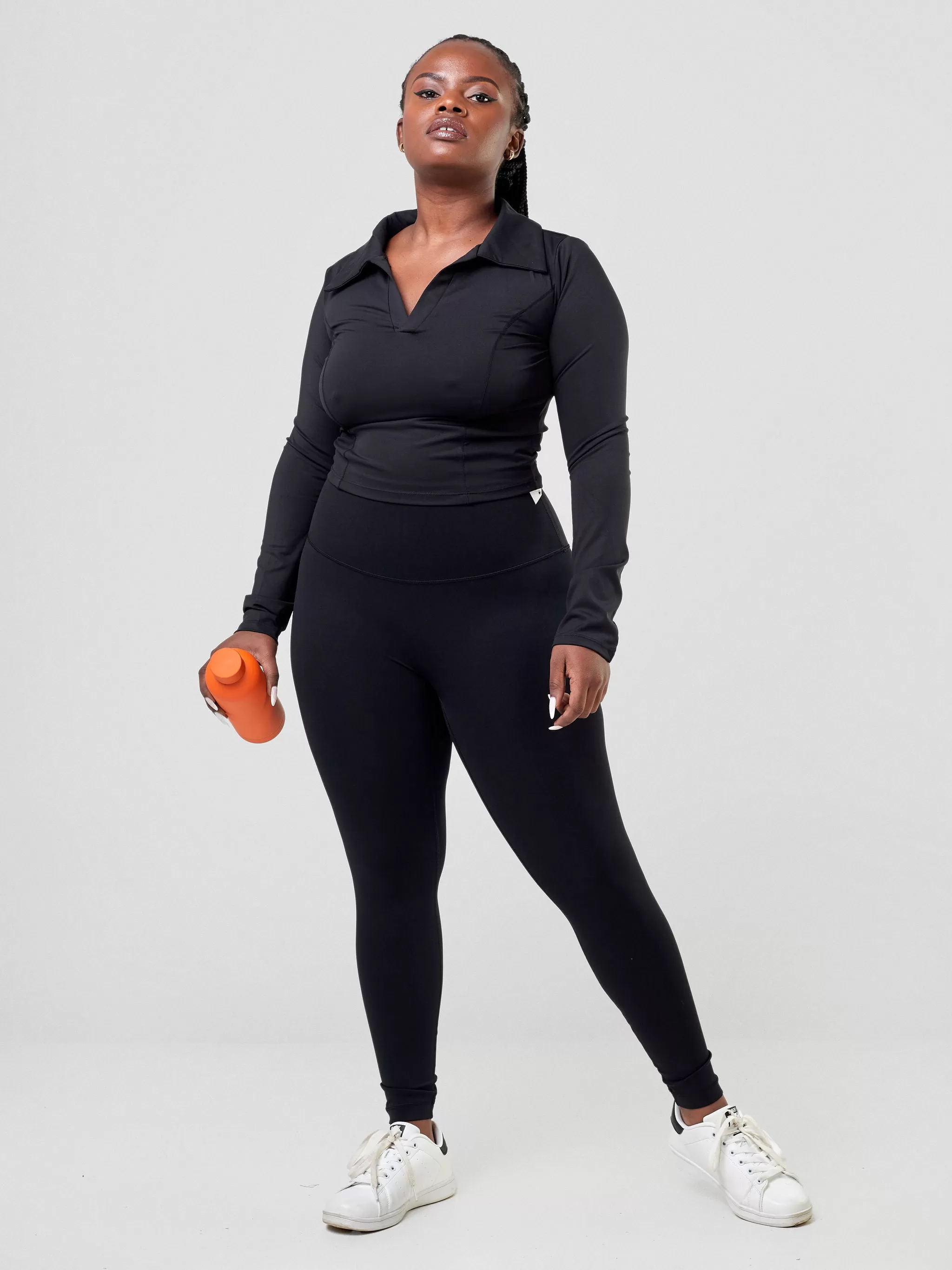 Ava Fitness Cambridge Long Sleeved Fitted Top - Black