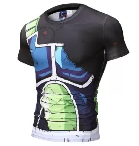 Battle Damaged Onyx Bardock Armor Dragon Ball Z Short Sleeve Compression Rash Guard