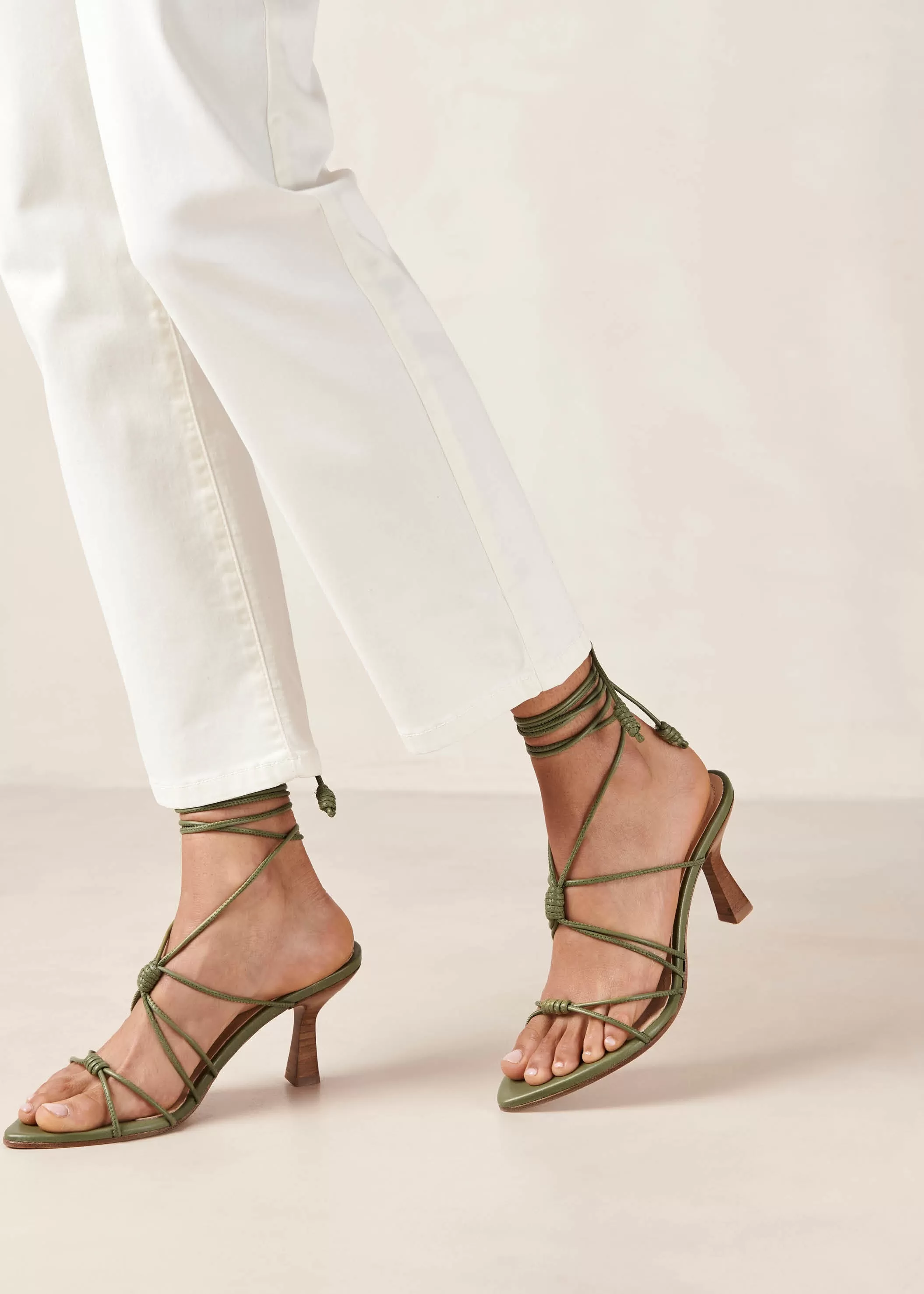 Belinda Green Leather Sandals