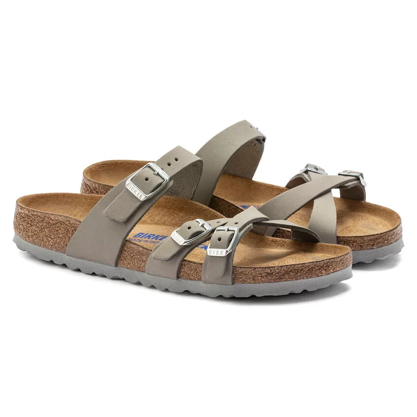 Birkenstock Franca Nubuck Leather Dove Grey Soft Footbed Sandals