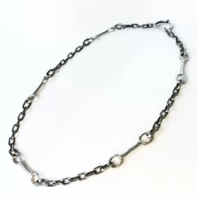 Bit Chain Silver and Oxidized Silver Necklace