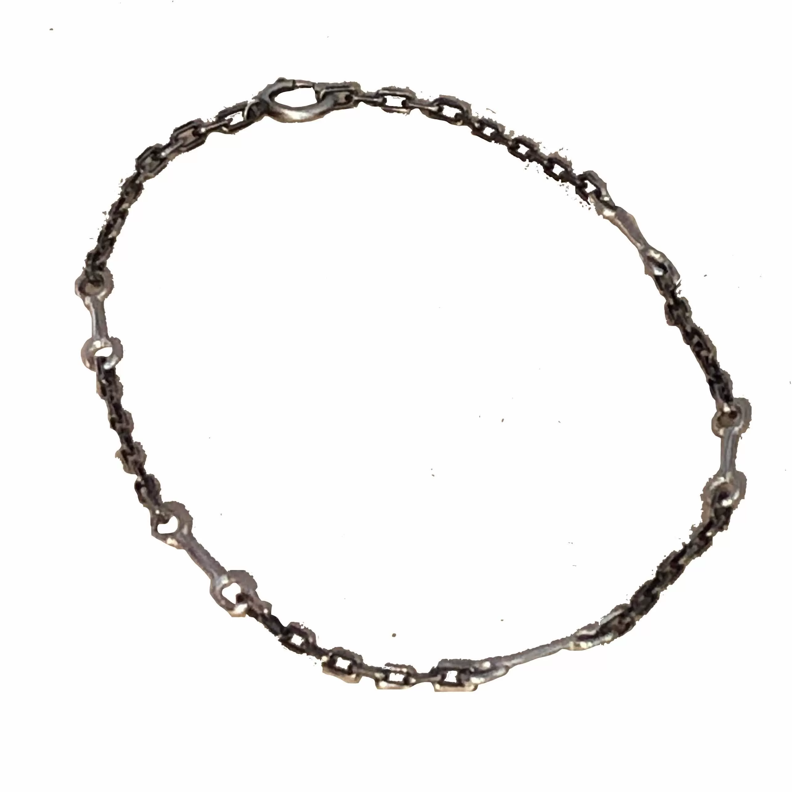 Bit Chain Silver and Oxidized Silver Necklace