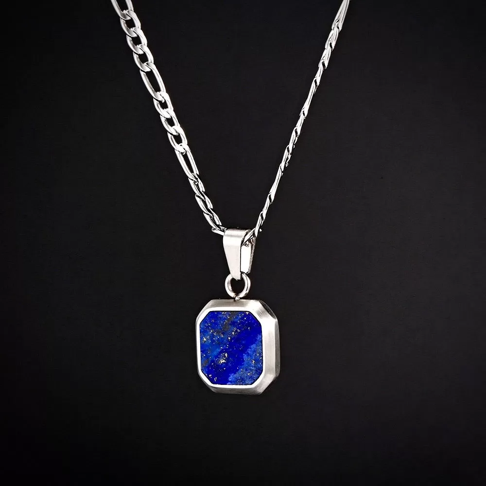 Blue & Silver Lapis Lazuli Pendant