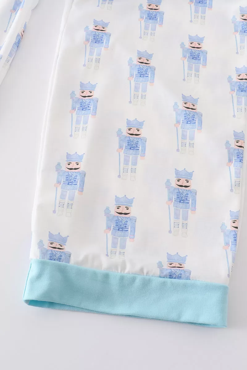 Blue nutcracker print adult pants