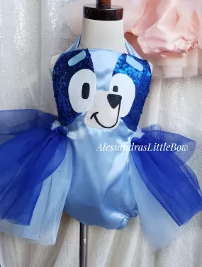 Blue Pup Tutu romper