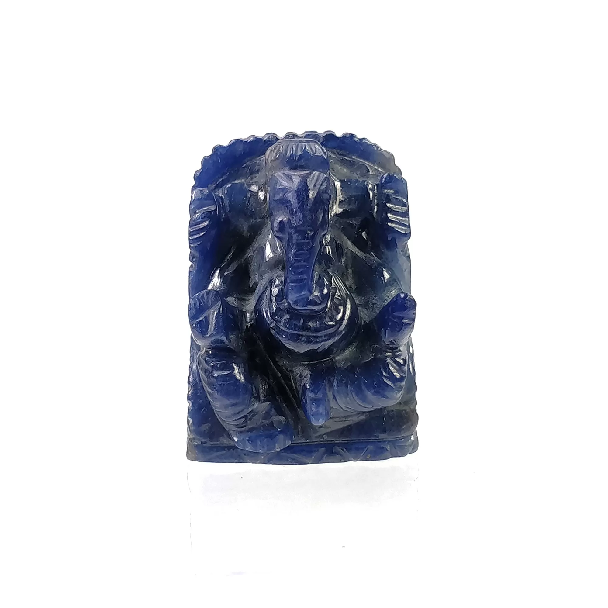 BLUE SAPPHIRE Gemstone Carving : 176.75cts Natural Untreated Sapphire Hand Carved Lord GANESHA Sculpture Figurine 34*24mm