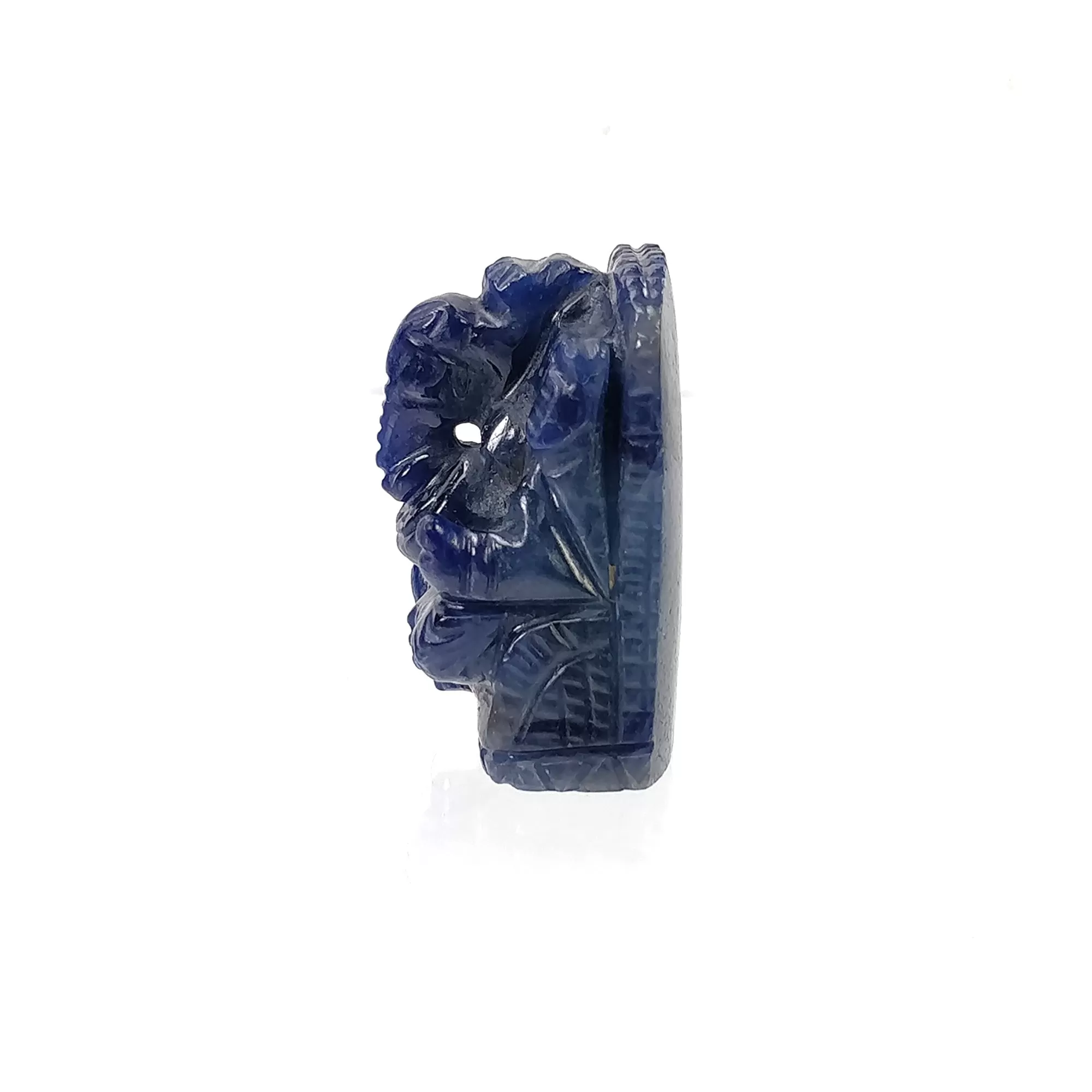 BLUE SAPPHIRE Gemstone Carving : 176.75cts Natural Untreated Sapphire Hand Carved Lord GANESHA Sculpture Figurine 34*24mm