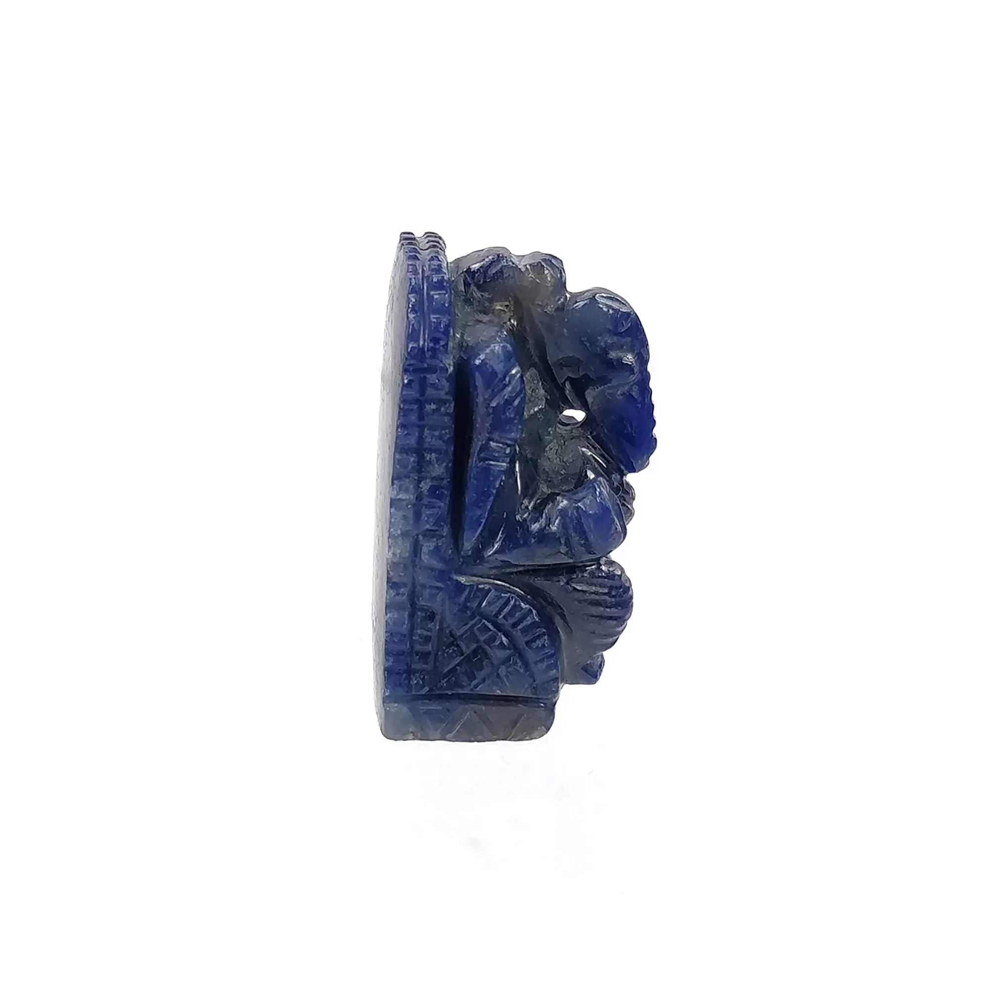 BLUE SAPPHIRE Gemstone Carving : 176.75cts Natural Untreated Sapphire Hand Carved Lord GANESHA Sculpture Figurine 34*24mm