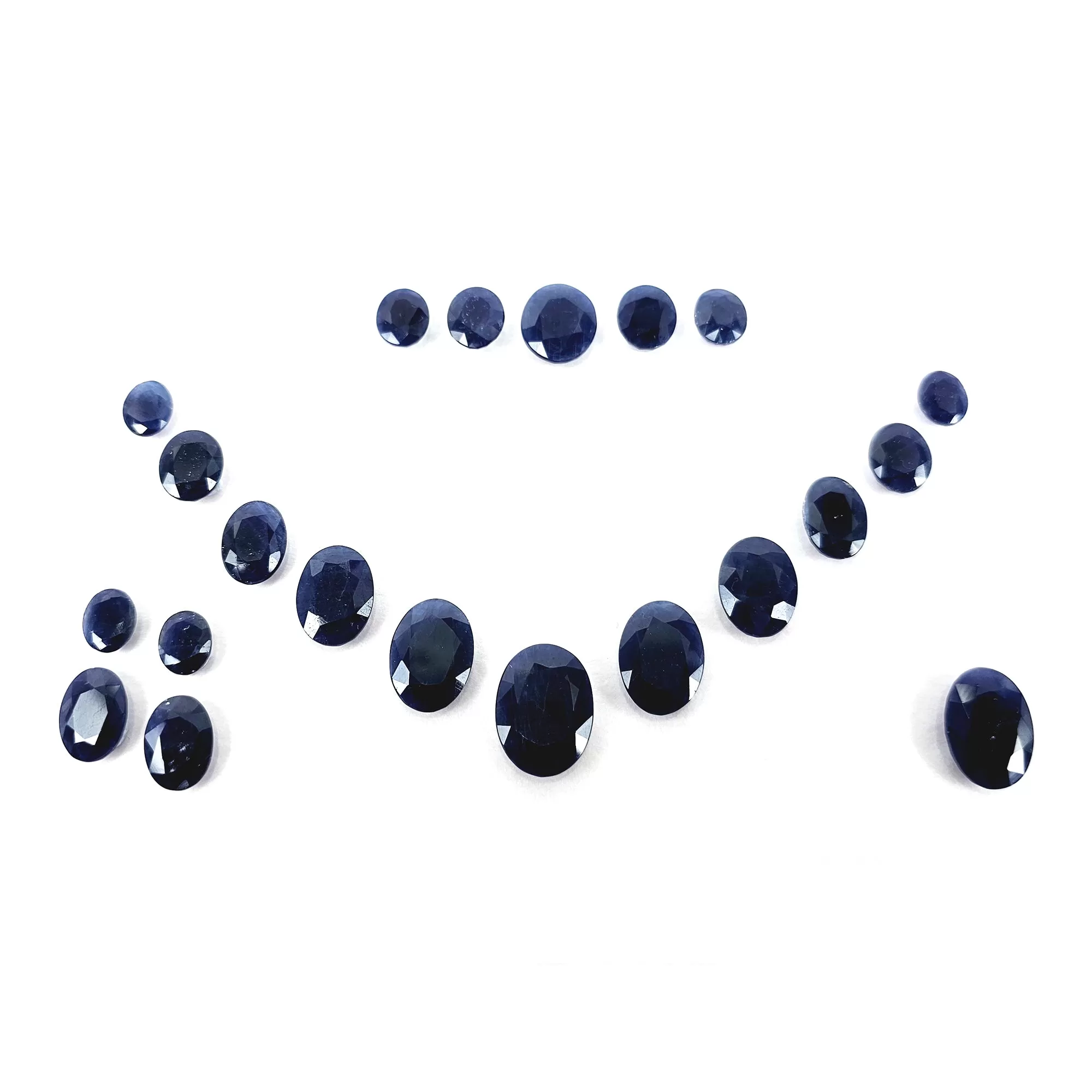 Blue Sapphire Gemstone Normal Cut : 167.50cts Natural Untreated Unheated Sapphire Oval Shape 8*10mm - 15*20mm 21pcs Sets For Jewellery